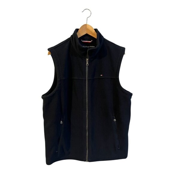 Tommy Hilfiger Fleece Vest Size Large Full Zip Blue Sweater - Picture 1 of 5